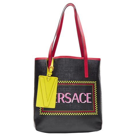 versace collection saffiano tote|Versace Collection Black Saffiano Logo Tote .